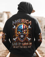 BLISSCORNERS AMERICA LIVE IT LOVE IT OR GET THE HELL OUT SKULL ALL OVER PRINT