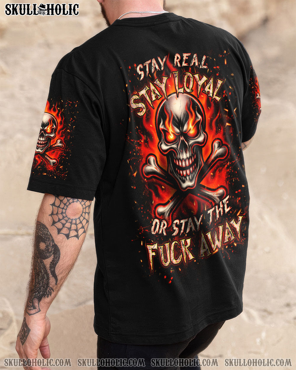 BLISSCORNERS STAY REAL STAY LOYAL FIRE SKULL ALL OVER PRINT