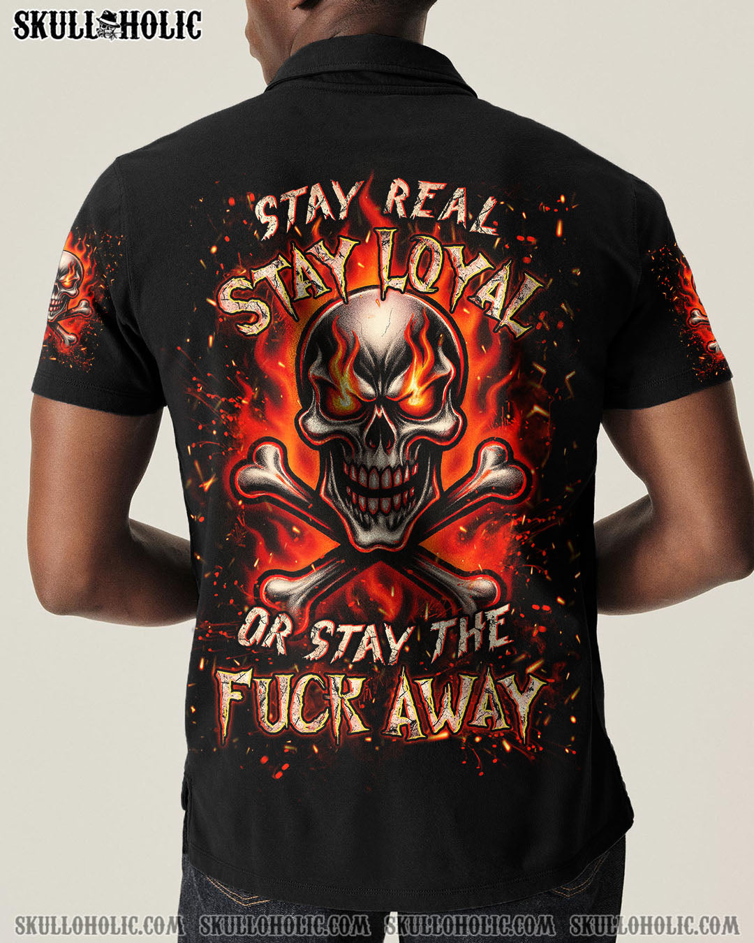 BLISSCORNERS STAY REAL STAY LOYAL FIRE SKULL ALL OVER PRINT