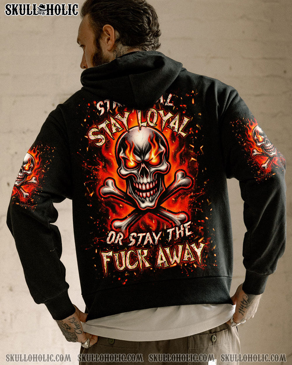 BLISSCORNERS STAY REAL STAY LOYAL FIRE SKULL ALL OVER PRINT