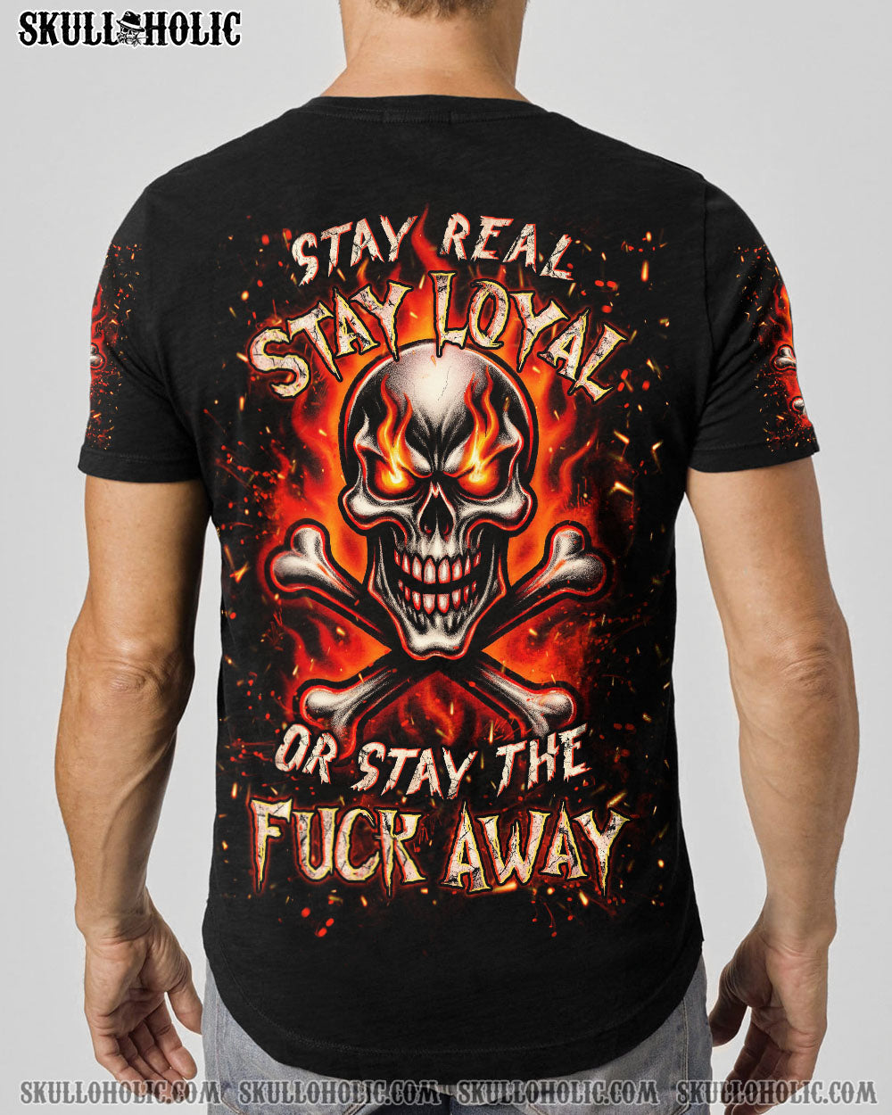 BLISSCORNERS STAY REAL STAY LOYAL FIRE SKULL ALL OVER PRINT