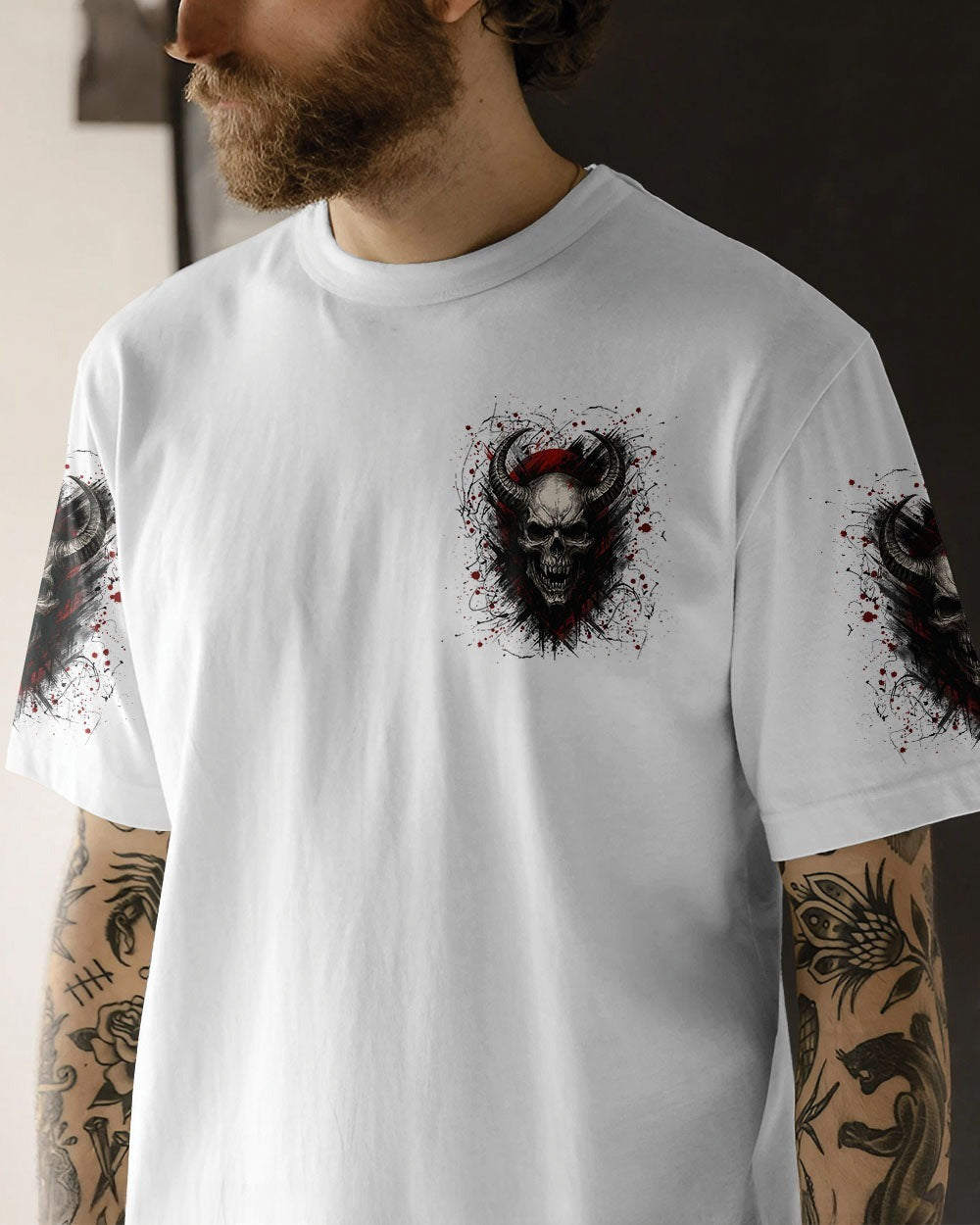 BLISSCORNERS I'M NEVER ALONE SKULL DEMON ALL OVER PRINT