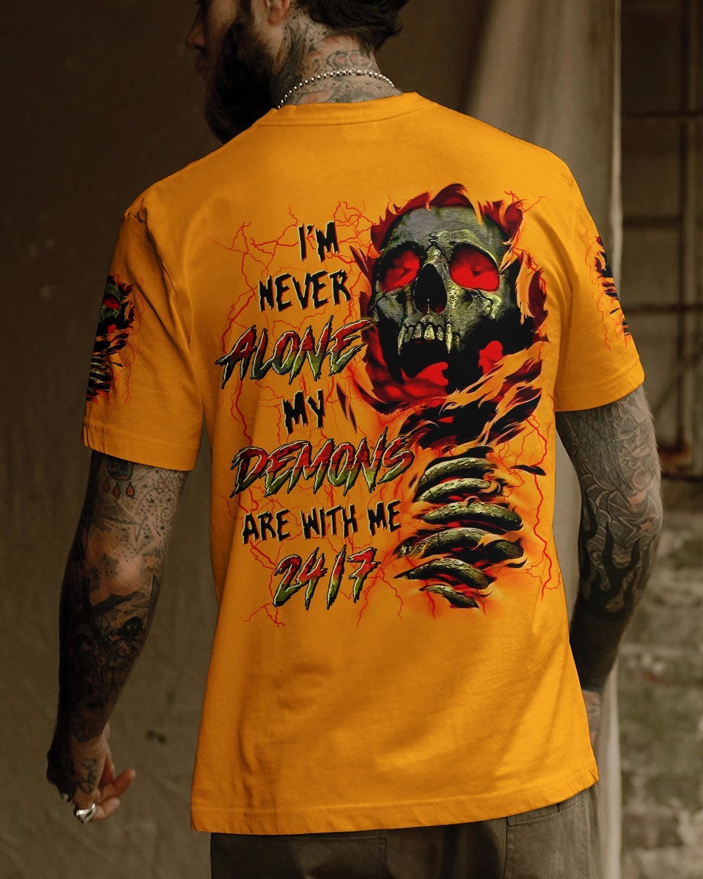 BLISSCORNERS I'M NEVER ALONE SKULL DEMON ALL OVER PRINT