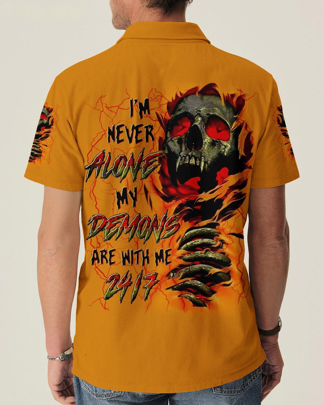 BLISSCORNERS I'M NEVER ALONE SKULL DEMON ALL OVER PRINT