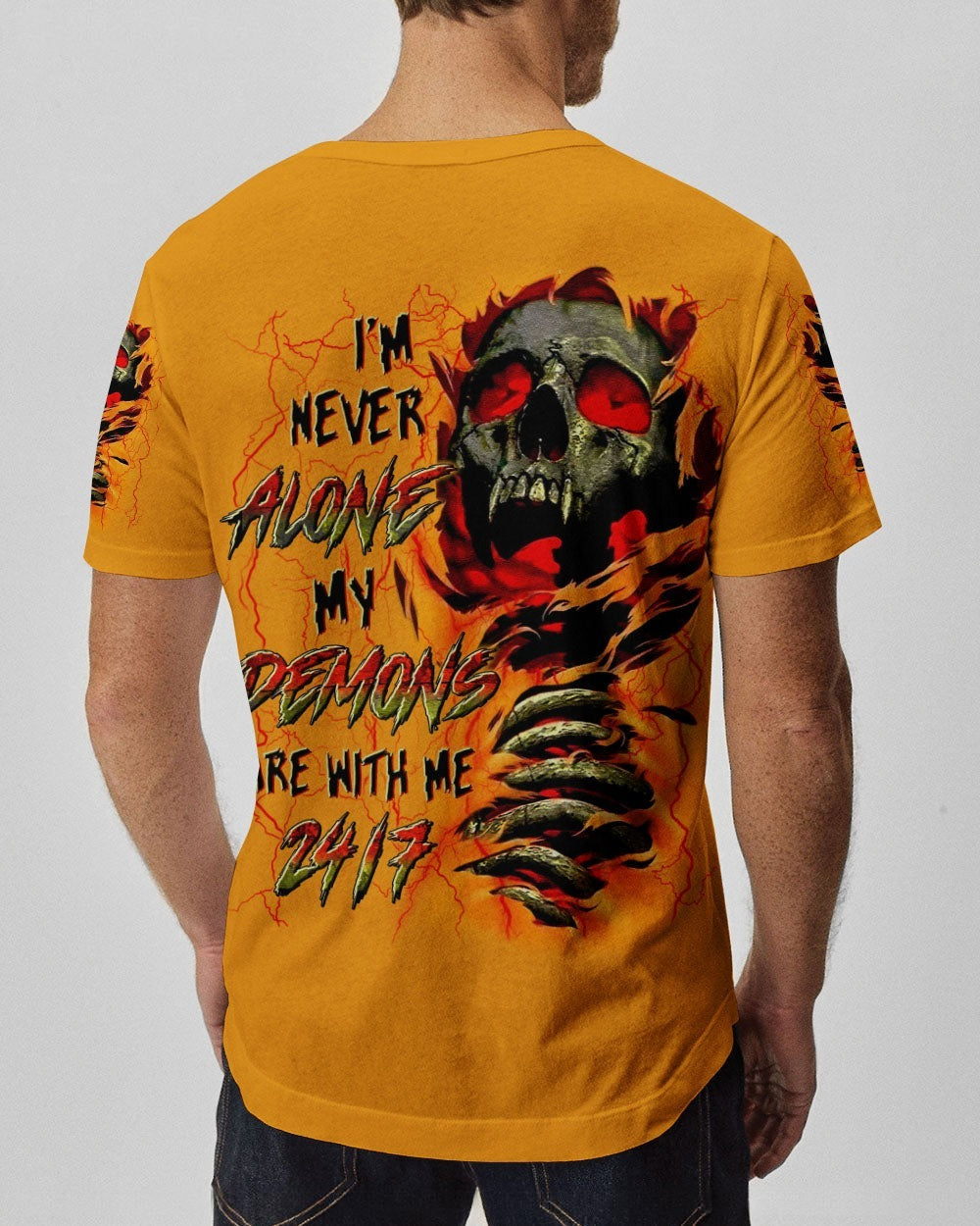 BLISSCORNERS I'M NEVER ALONE SKULL DEMON ALL OVER PRINT