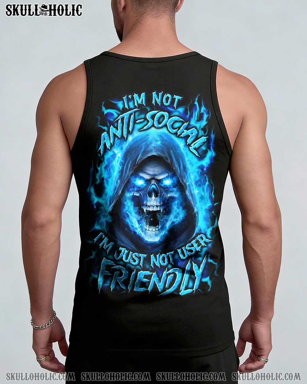 BLISSCORNERS I'M NOT ANTI-SOCIAL MAD REAPER SKULL ALL OVER PRINT