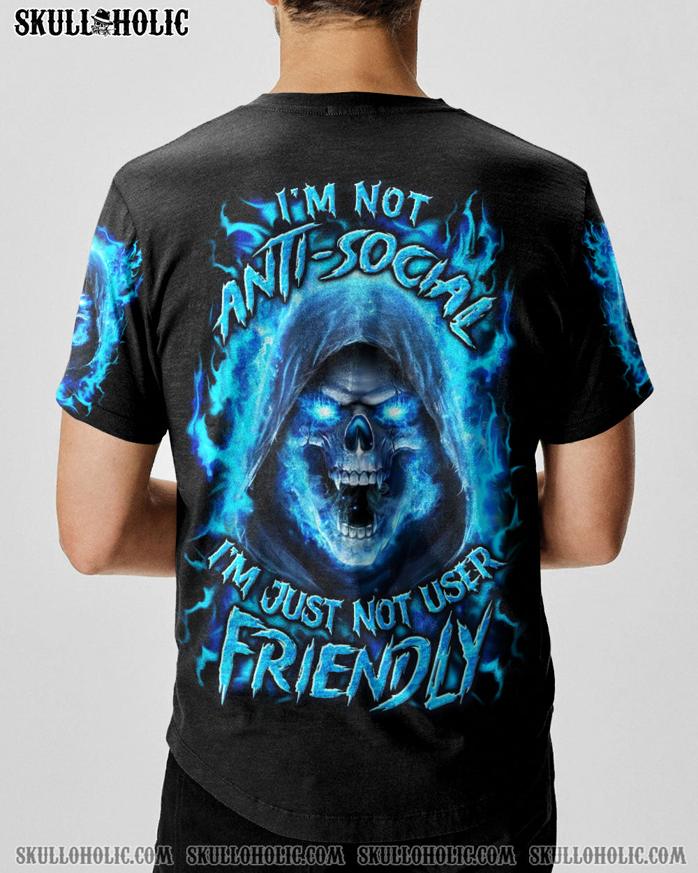 BLISSCORNERS I'M NOT ANTI-SOCIAL MAD REAPER SKULL ALL OVER PRINT