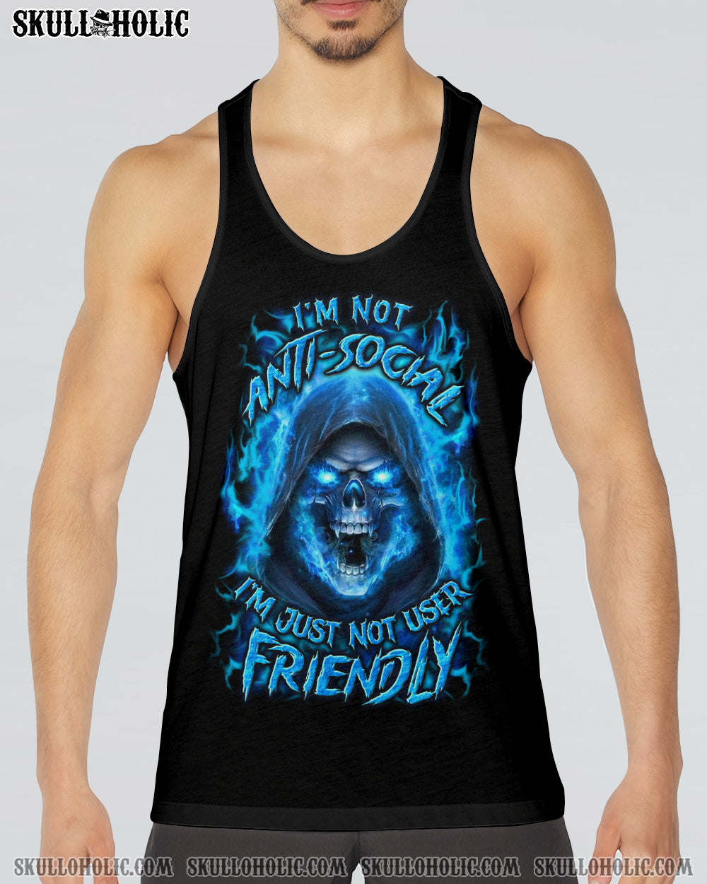 BLISSCORNERS I'M NOT ANTI-SOCIAL MAD REAPER SKULL ALL OVER PRINT