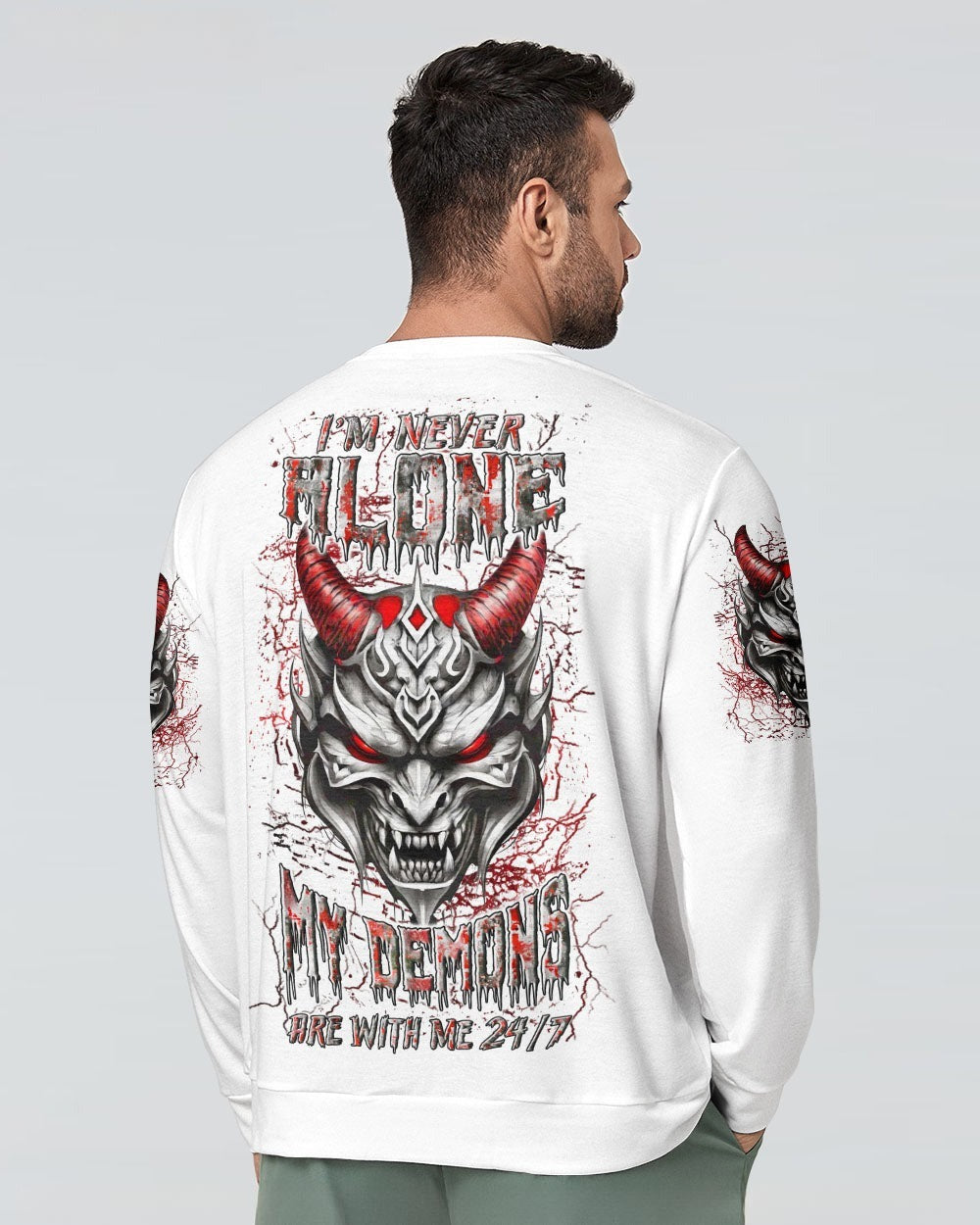 BLISSCORNERS I'M NEVER ALONE SKULL DEMON ALL OVER PRINT