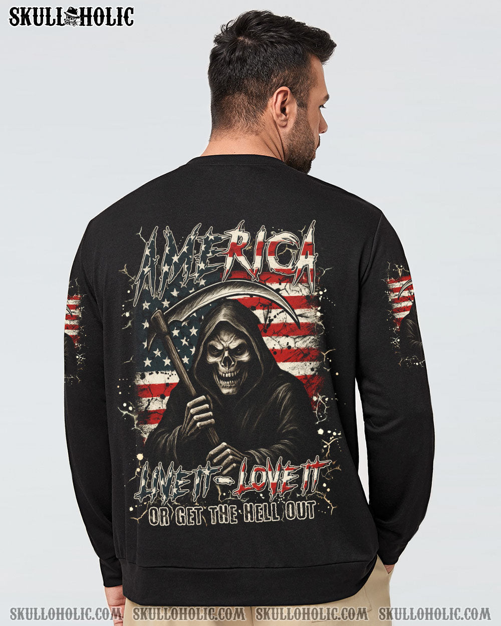 BLISSCORNERS AMERICA LIVE IT LOVE IT OR GET THE HELL OUT ALL OVER PRINT