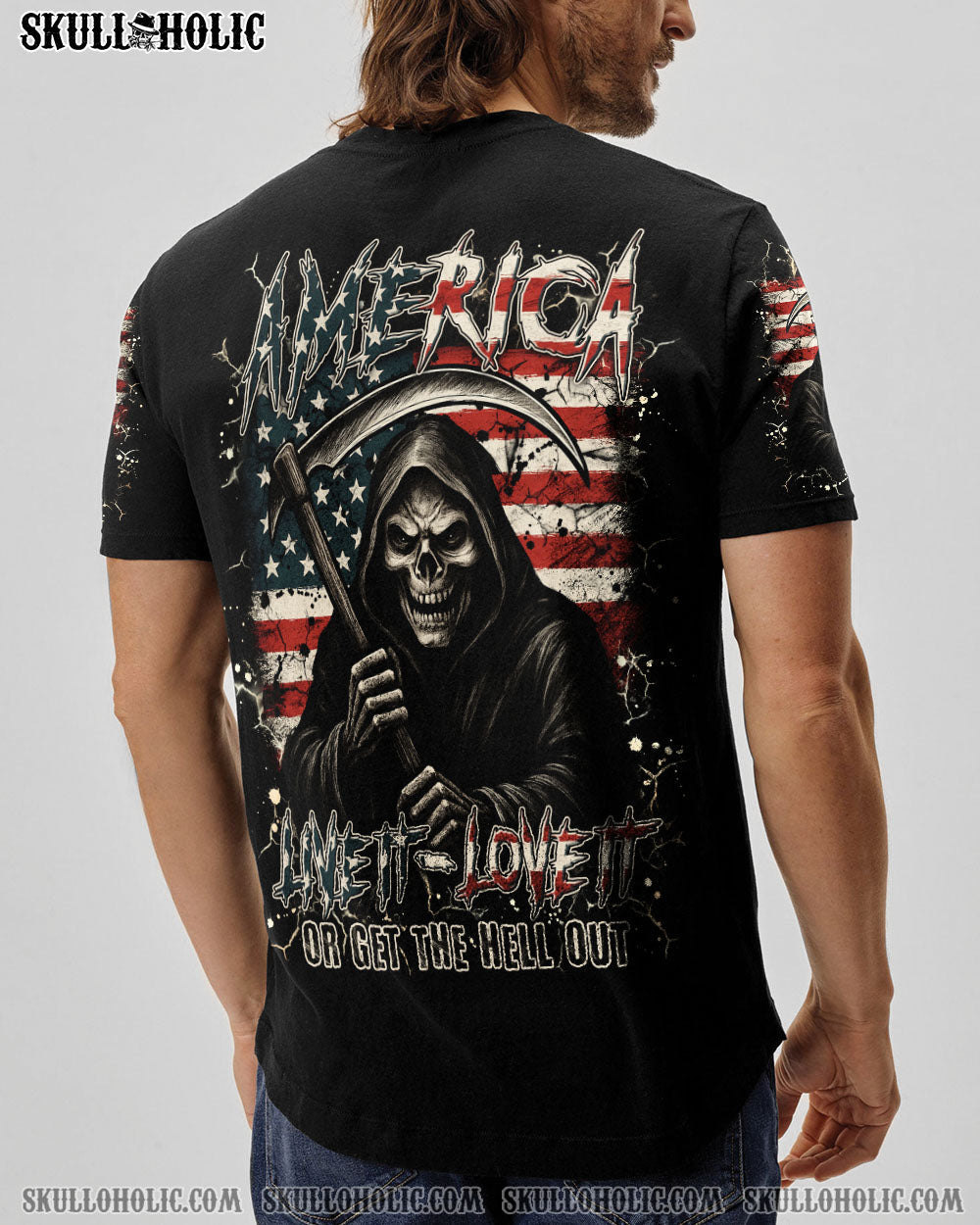 BLISSCORNERS AMERICA LIVE IT LOVE IT OR GET THE HELL OUT ALL OVER PRINT