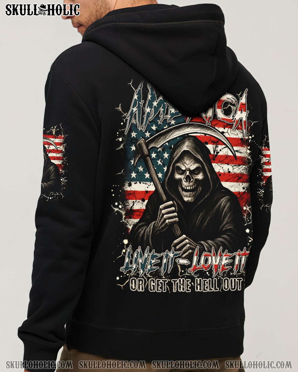 BLISSCORNERS AMERICA LIVE IT LOVE IT OR GET THE HELL OUT ALL OVER PRINT