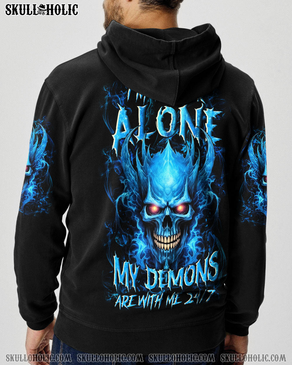 BLISSCORNERS I'M NEVER ALONE SKULL DEMON ALL OVER PRINT
