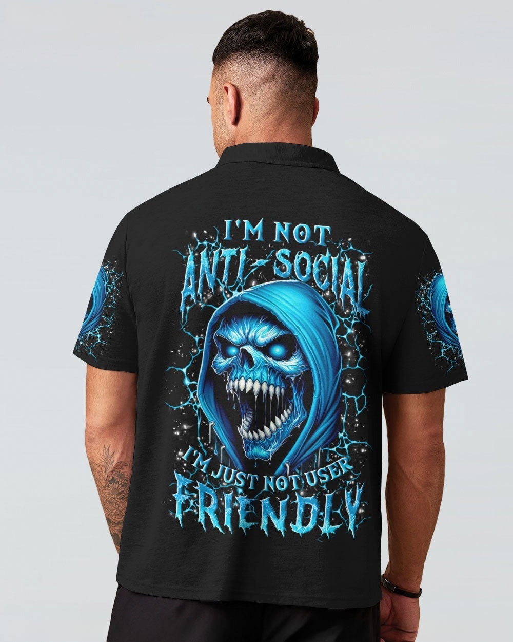 BLISSCORNERS I'M NOT ANTI-SOCIAL MAD REAPER SKULL ALL OVER PRINT