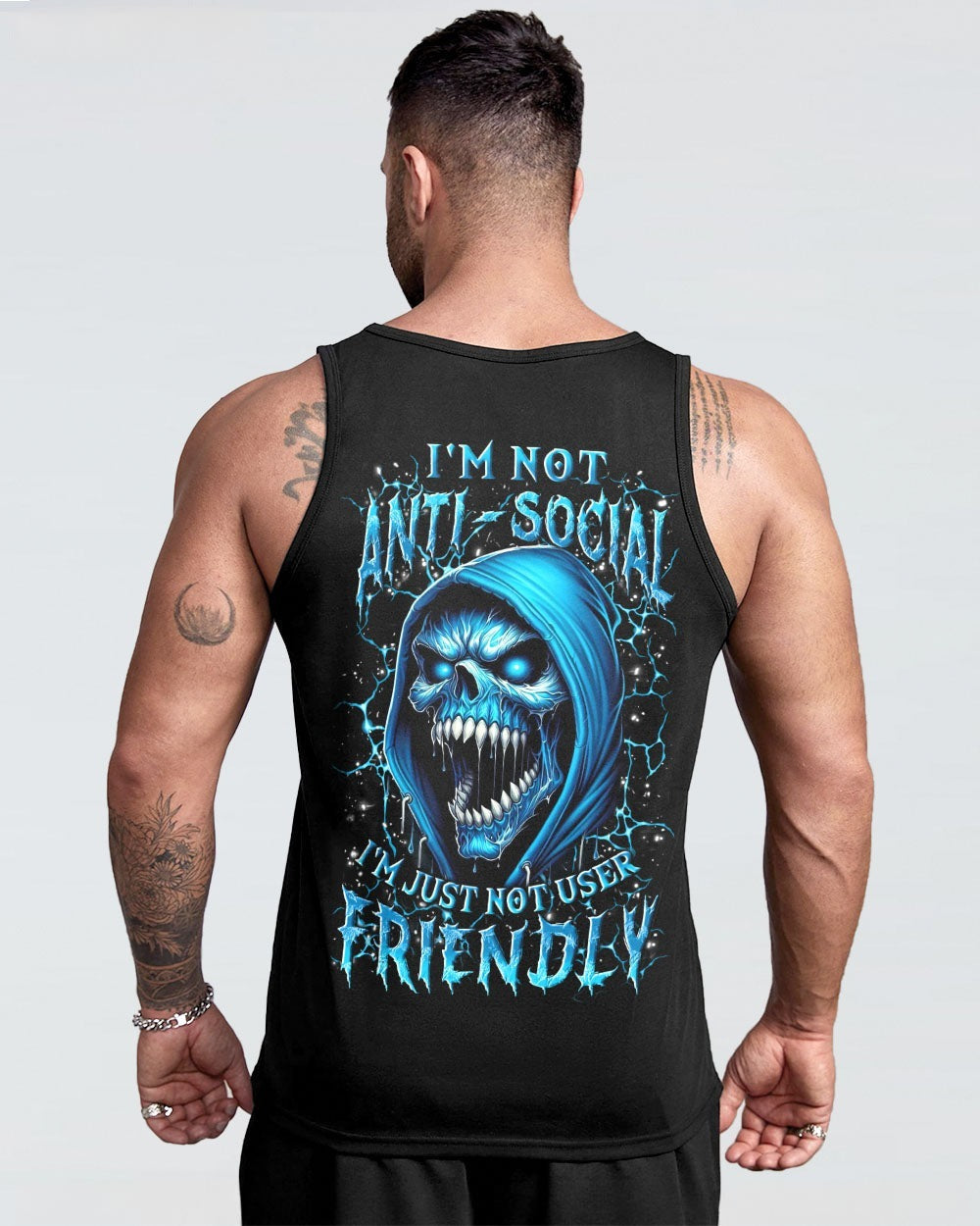 BLISSCORNERS I'M NOT ANTI-SOCIAL MAD REAPER SKULL ALL OVER PRINT