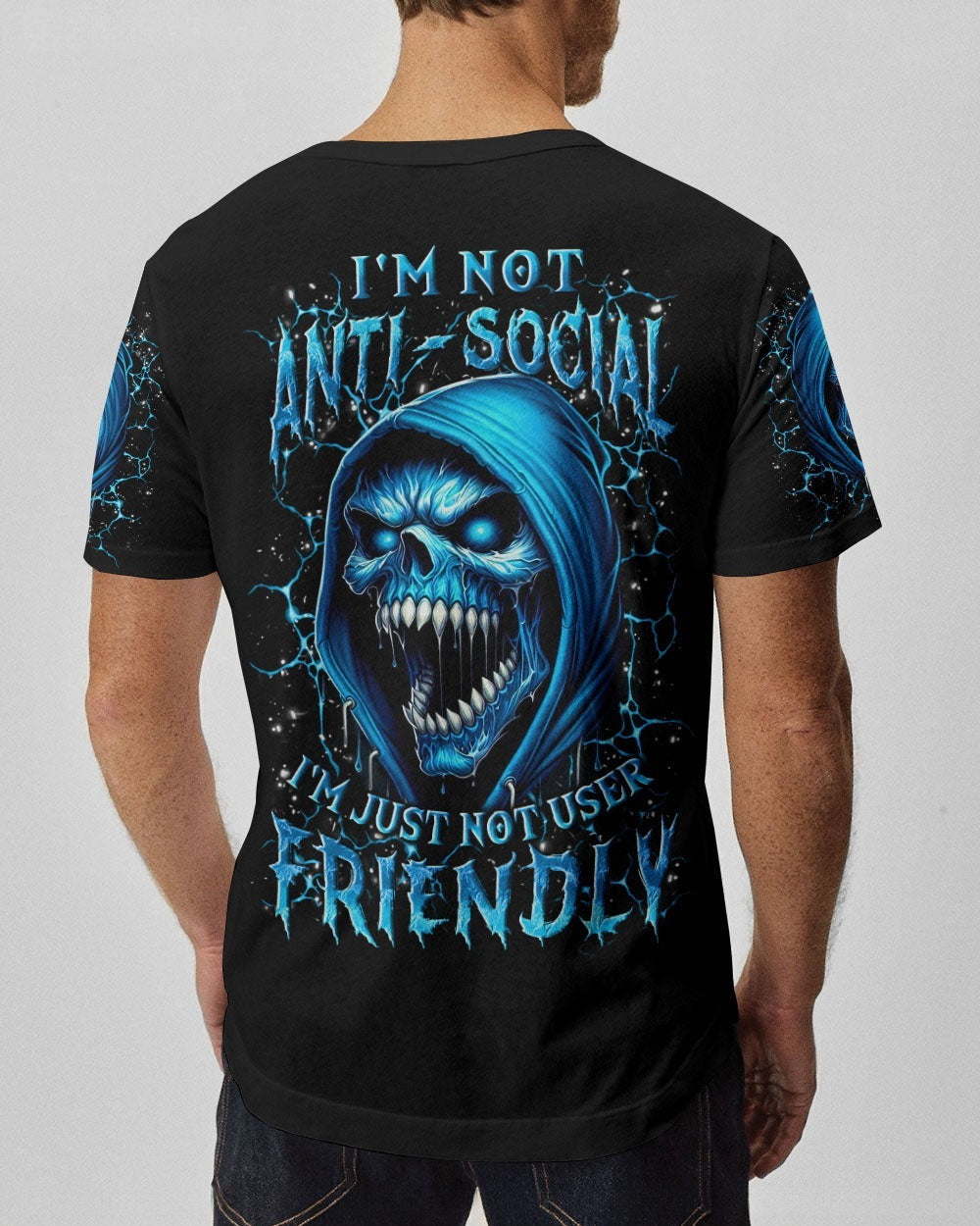 BLISSCORNERS I'M NOT ANTI-SOCIAL MAD REAPER SKULL ALL OVER PRINT