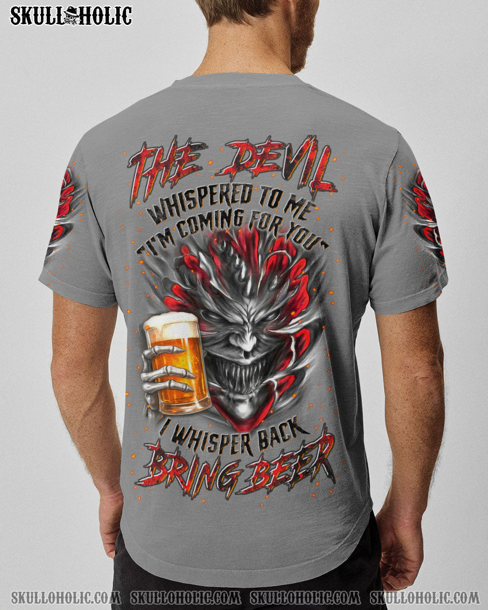 BLISSCORNERS THE DEVIL WHISPERED TO ME BRING BEER SKULL ALL OVER PRINT