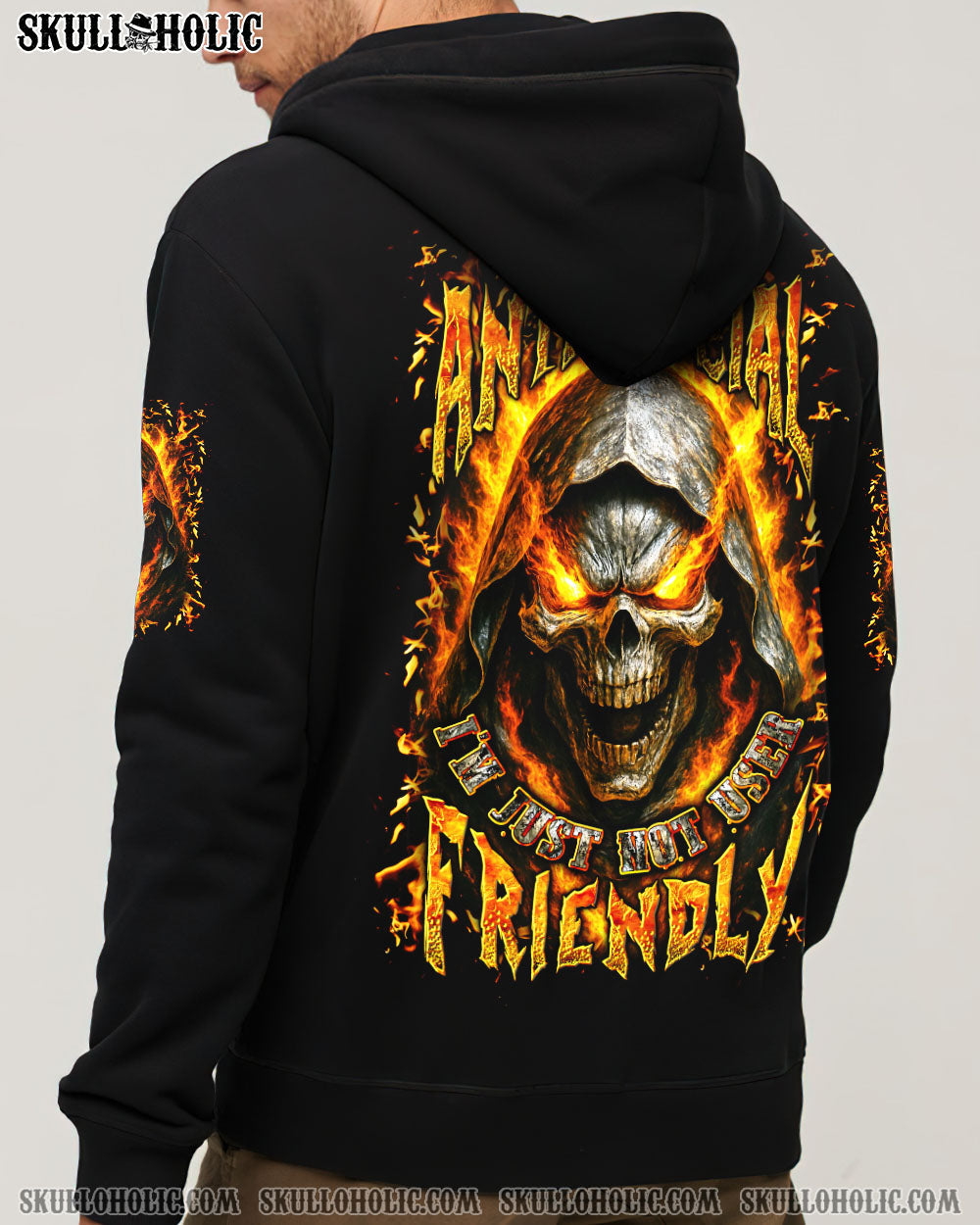 BLISSCORNERS I'M NOT ANTI-SOCIAL MAD REAPER SKULL ALL OVER PRINT