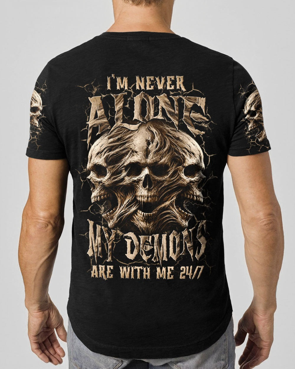 BLISSCORNERS I'M NEVER ALONE SKULL DEMON ALL OVER PRINT