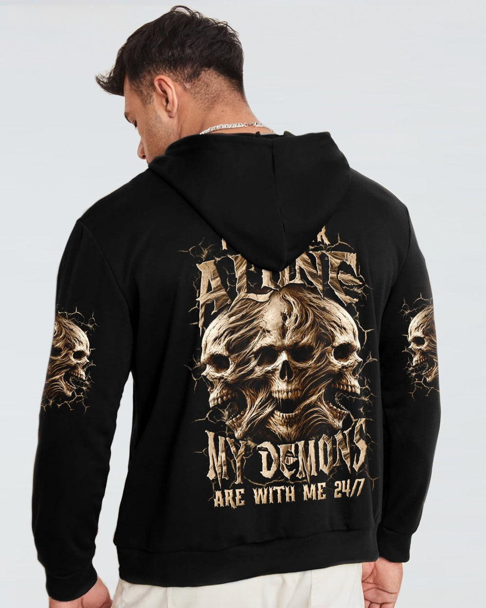 BLISSCORNERS I'M NEVER ALONE SKULL DEMON ALL OVER PRINT
