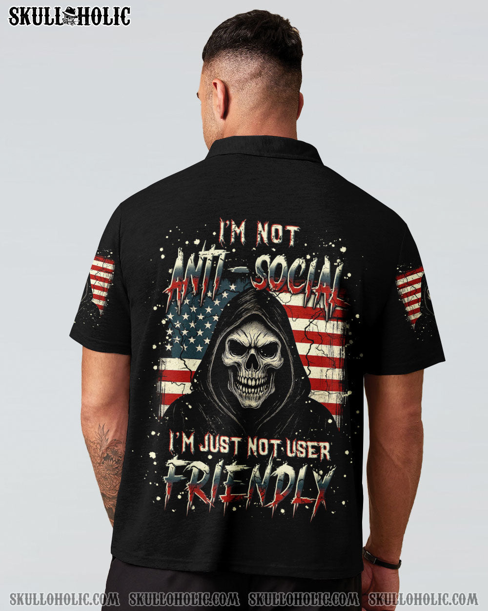 BLISSCORNERS I'M NOT ANTI-SOCIAL MAD REAPER SKULL ALL OVER PRINT