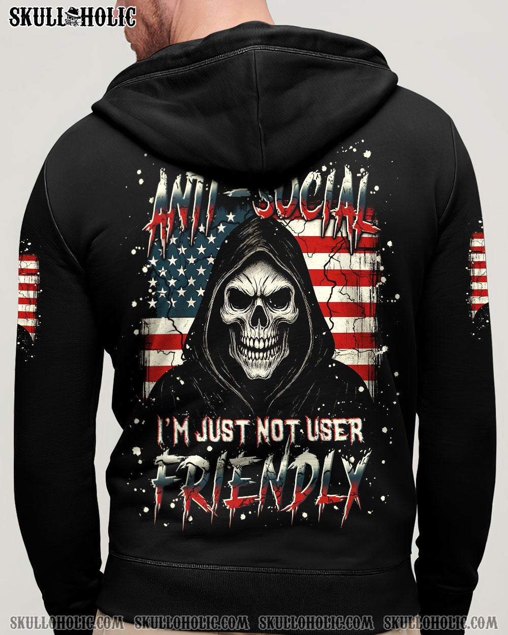 BLISSCORNERS I'M NOT ANTI-SOCIAL MAD REAPER SKULL ALL OVER PRINT