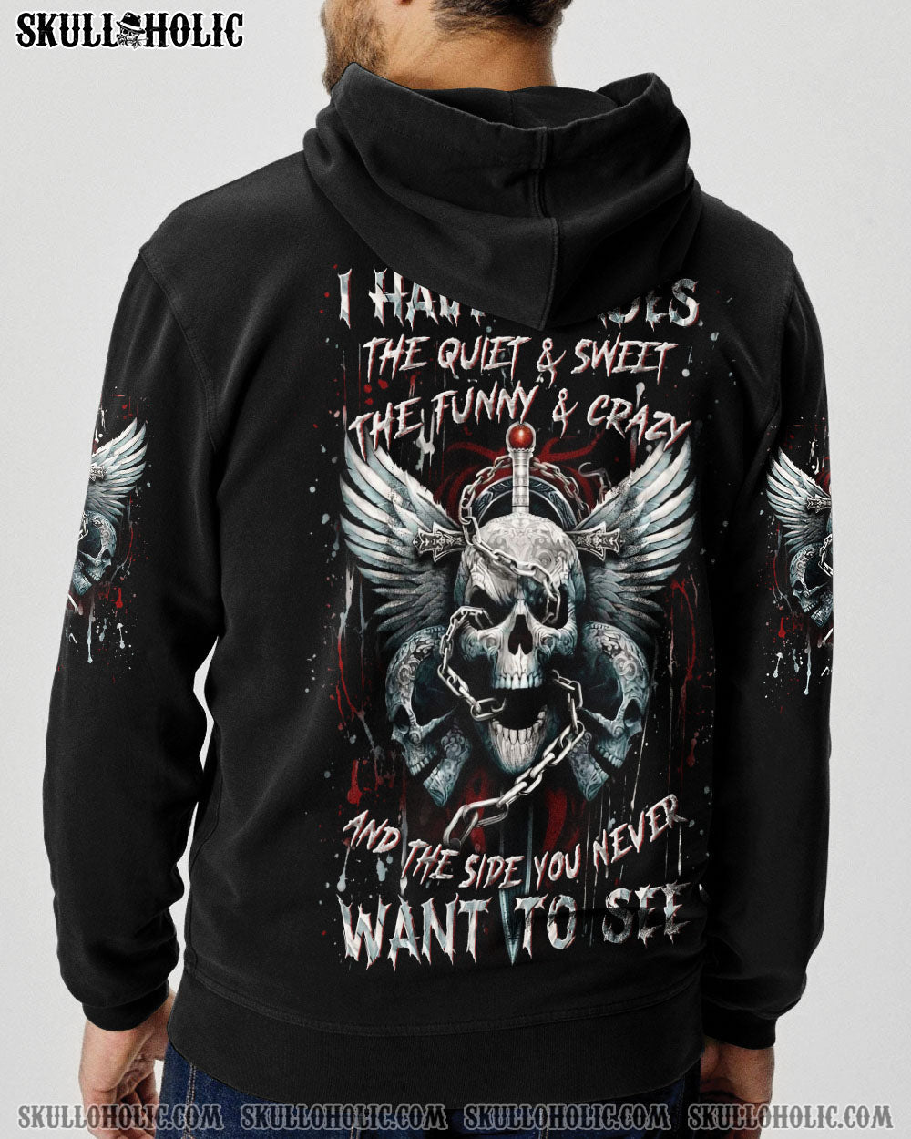 BLISSCORNERS I HAVE 3 SIDES 3 SKULLS ALL OVER PRINT