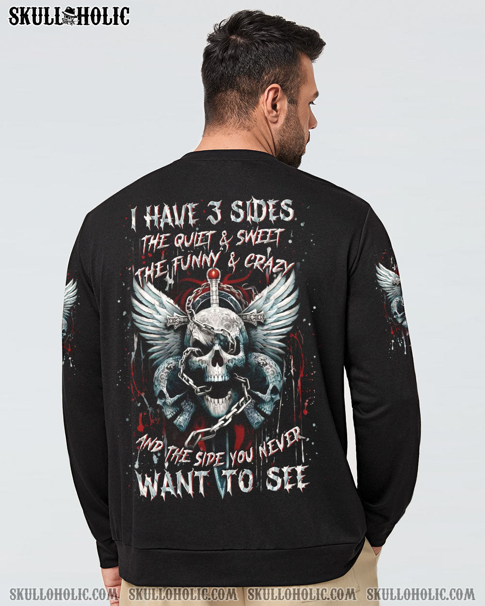 BLISSCORNERS I HAVE 3 SIDES 3 SKULLS ALL OVER PRINT