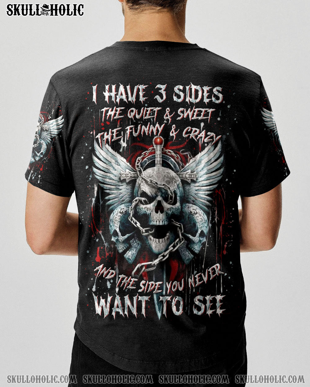 BLISSCORNERS I HAVE 3 SIDES 3 SKULLS ALL OVER PRINT