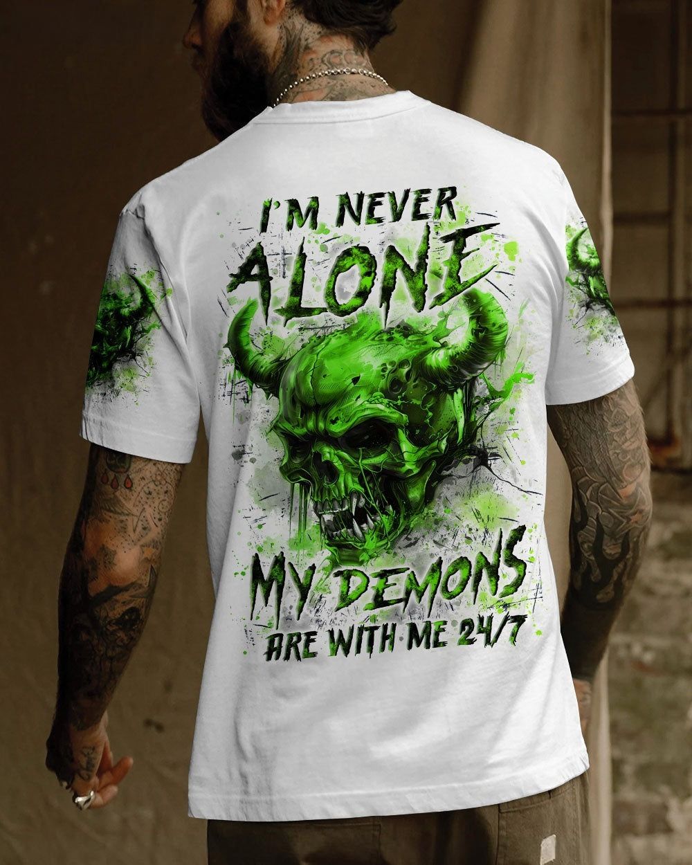 BLISSCORNERS I'M NEVER ALONE SKULL DEMON ALL OVER PRINT