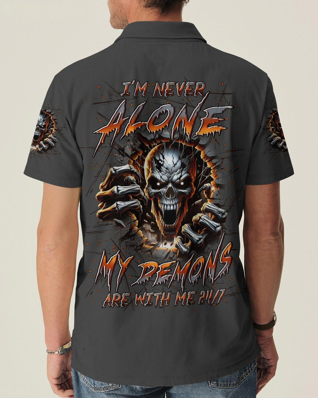 BLISSCORNERS I'M NEVER ALONE SKULL DEMON ALL OVER PRINT