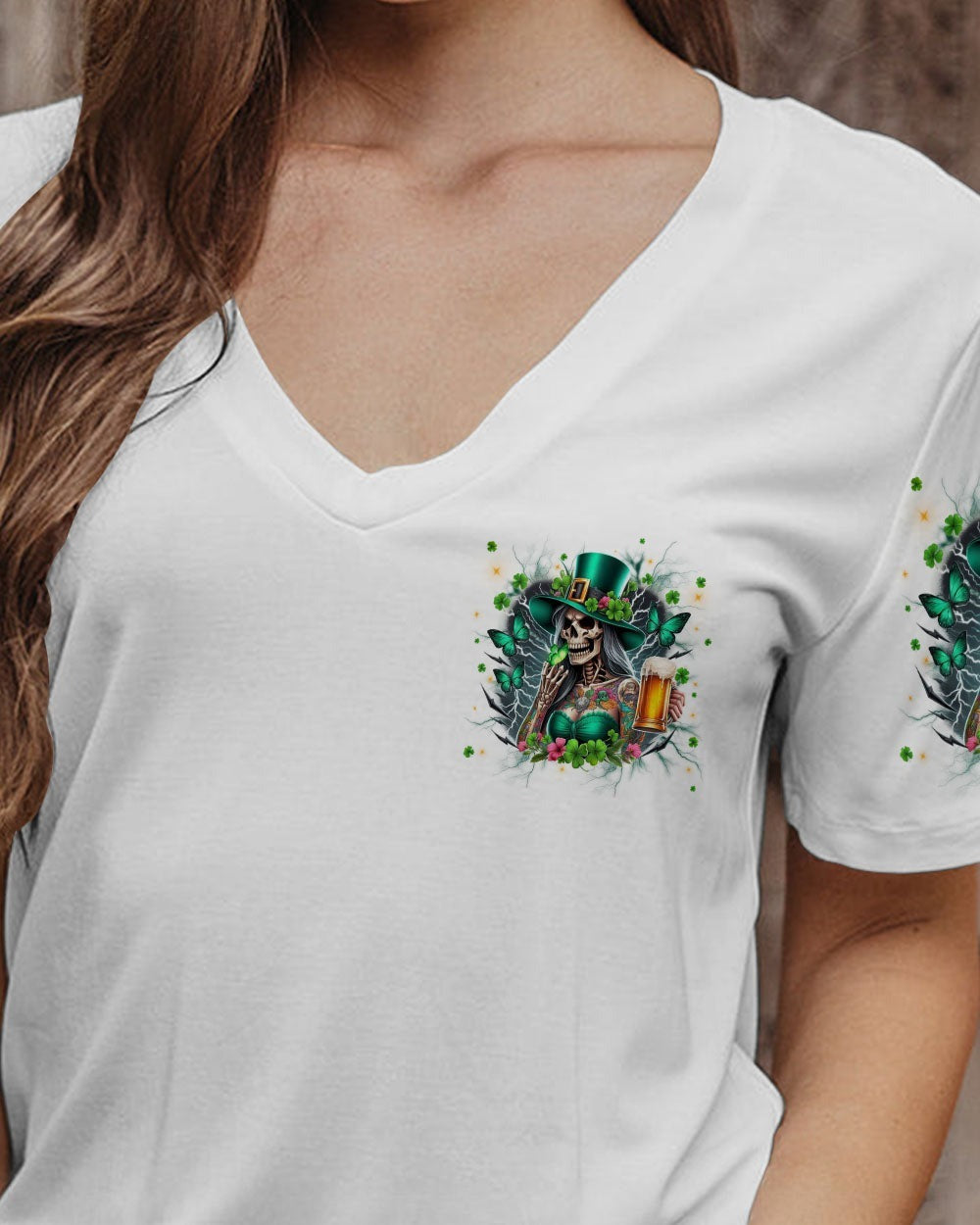 BLISSCORNERS DRINK UP B SKULL LADY PATRICK'S DAY ALL OVER PRINT