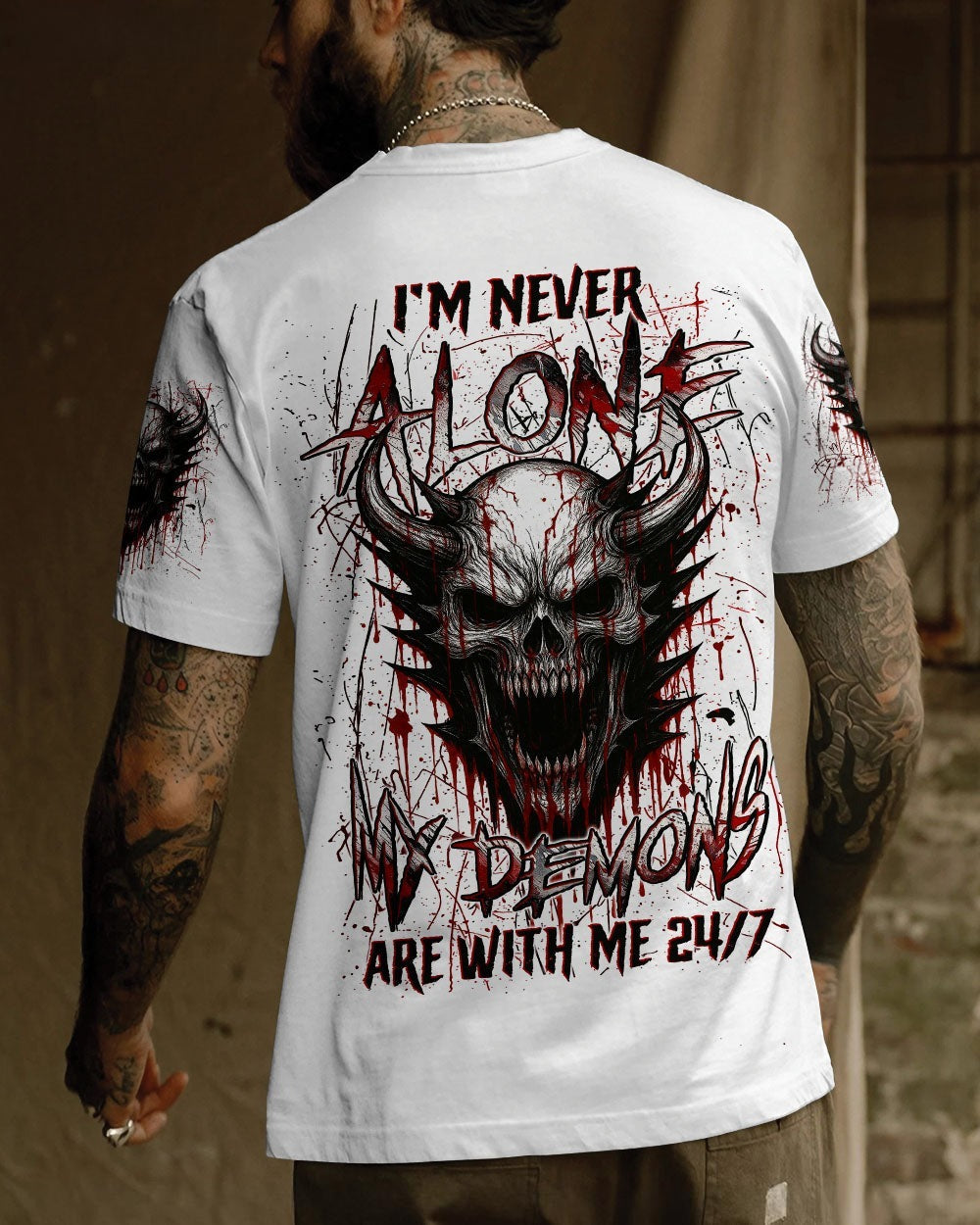 BLISSCORNERS I'M NEVER ALONE SKULL DEMON ALL OVER PRINT
