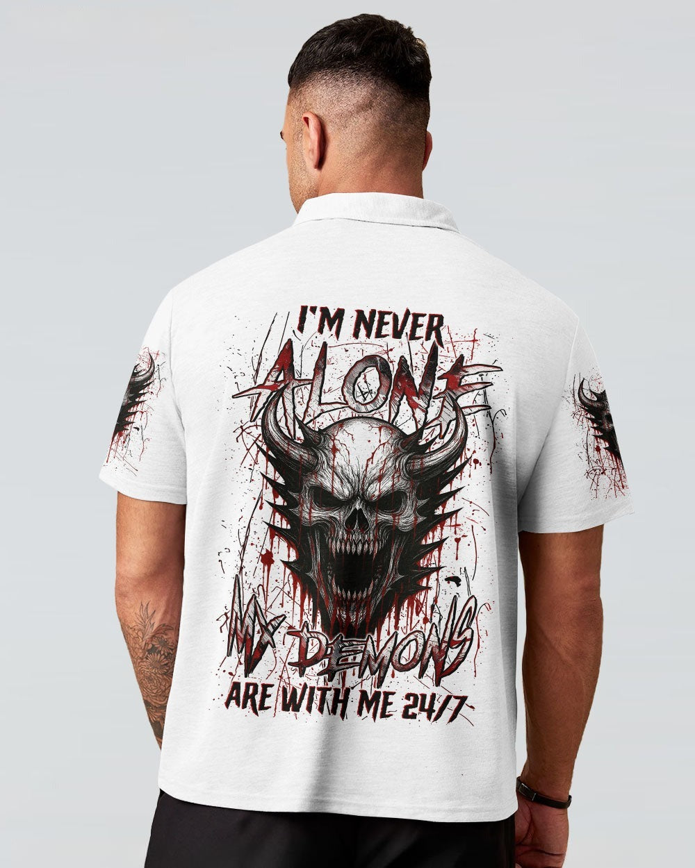 BLISSCORNERS I'M NEVER ALONE SKULL DEMON ALL OVER PRINT