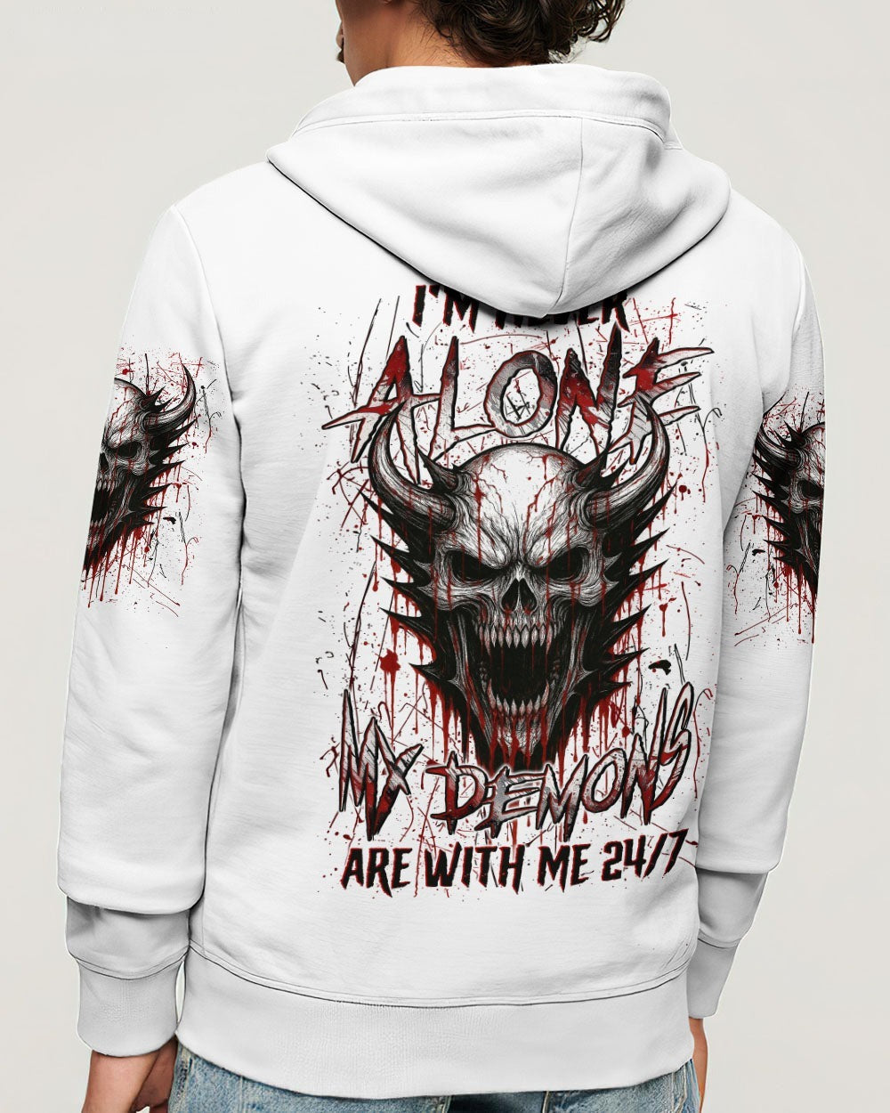 BLISSCORNERS I'M NEVER ALONE SKULL DEMON ALL OVER PRINT