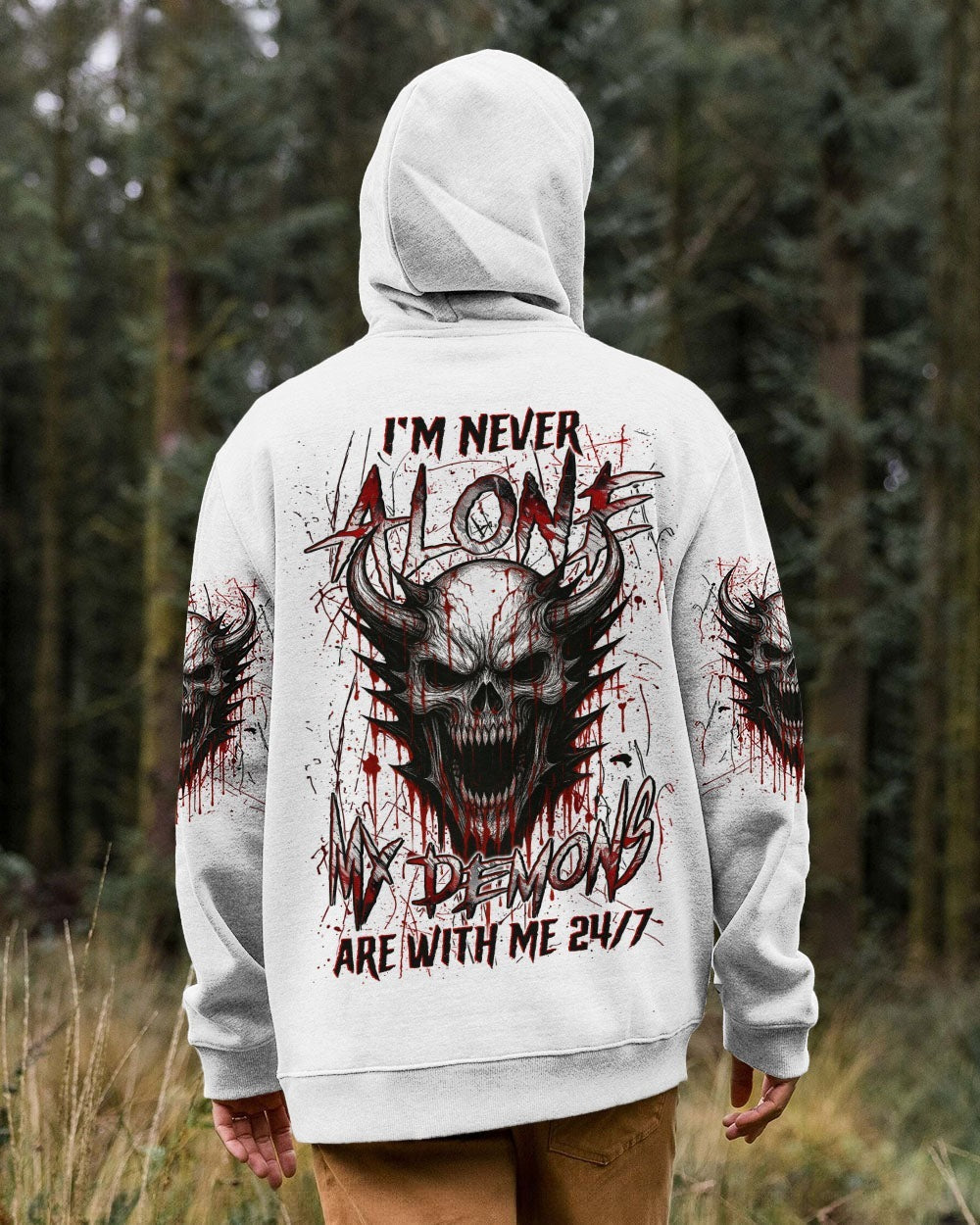 BLISSCORNERS I'M NEVER ALONE SKULL DEMON ALL OVER PRINT