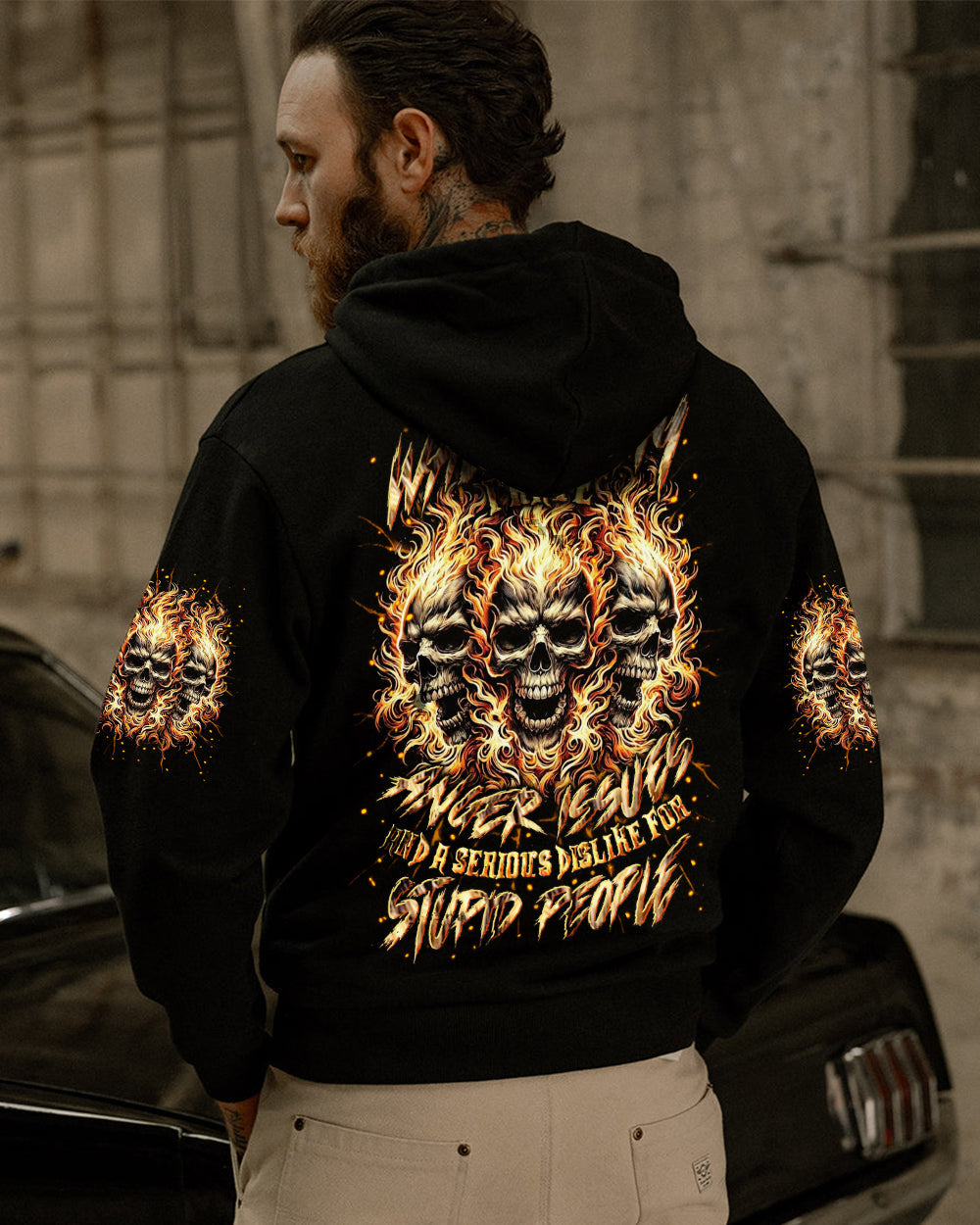 BLISSCORNERS WALK AWAY I HAVE ANGER ISSUES FIRE SKULL ALL OVER PRINT