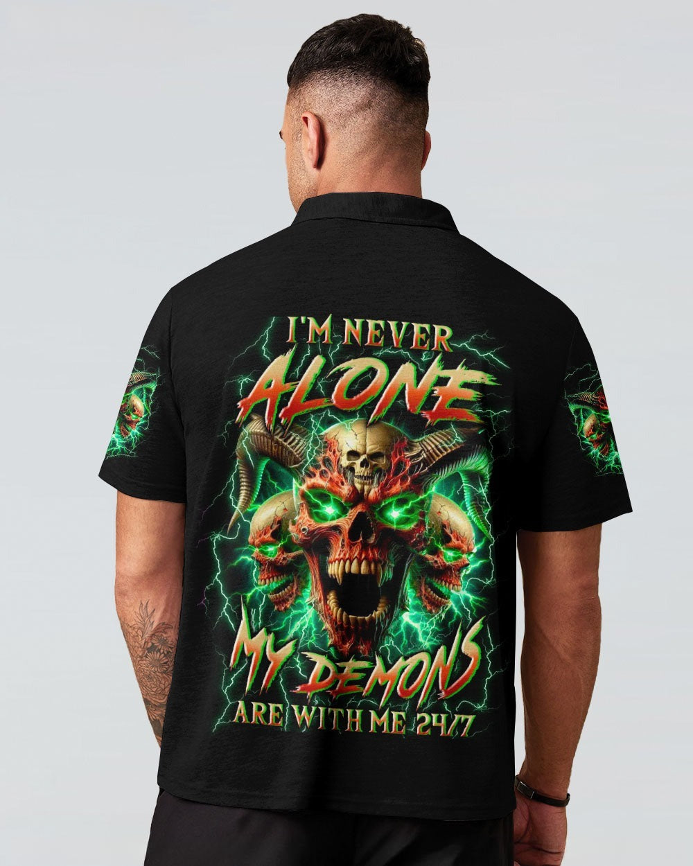 BLISSCORNERS I'M NEVER ALONE SKULL DEMON ALL OVER PRINT