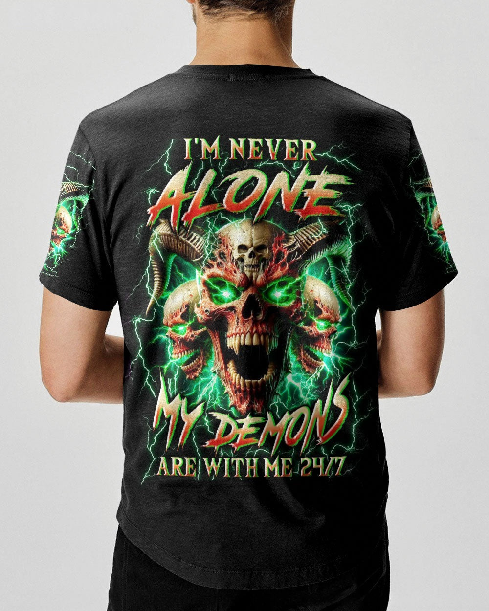 BLISSCORNERS I'M NEVER ALONE SKULL DEMON ALL OVER PRINT