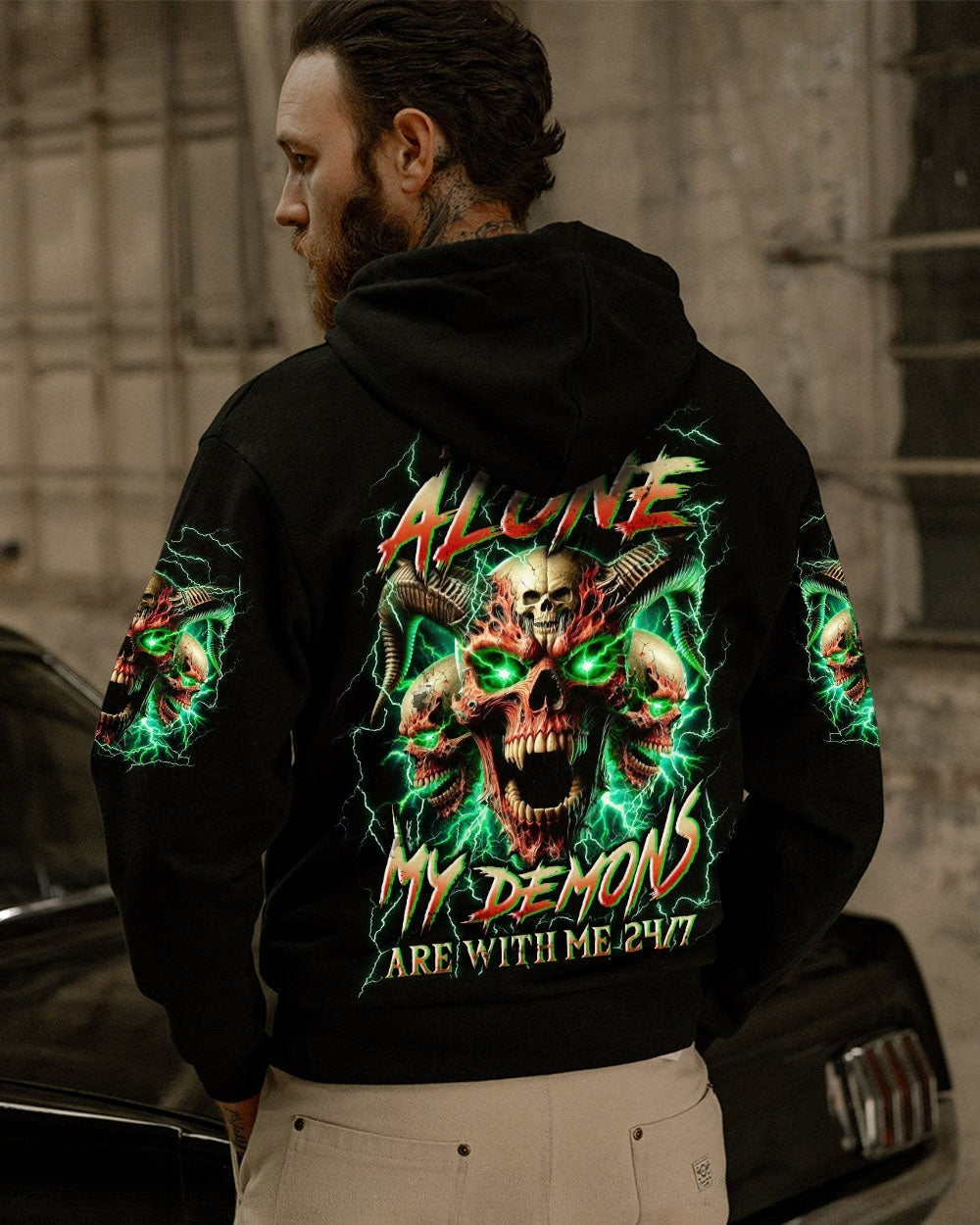 BLISSCORNERS I'M NEVER ALONE SKULL DEMON ALL OVER PRINT