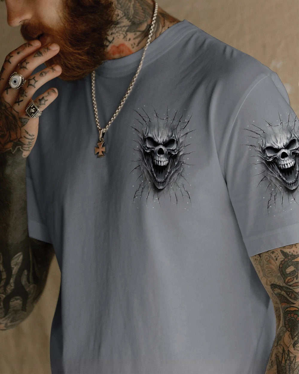 BLISSCORNERS I'M NEVER ALONE SKULL DEMON ALL OVER PRINT