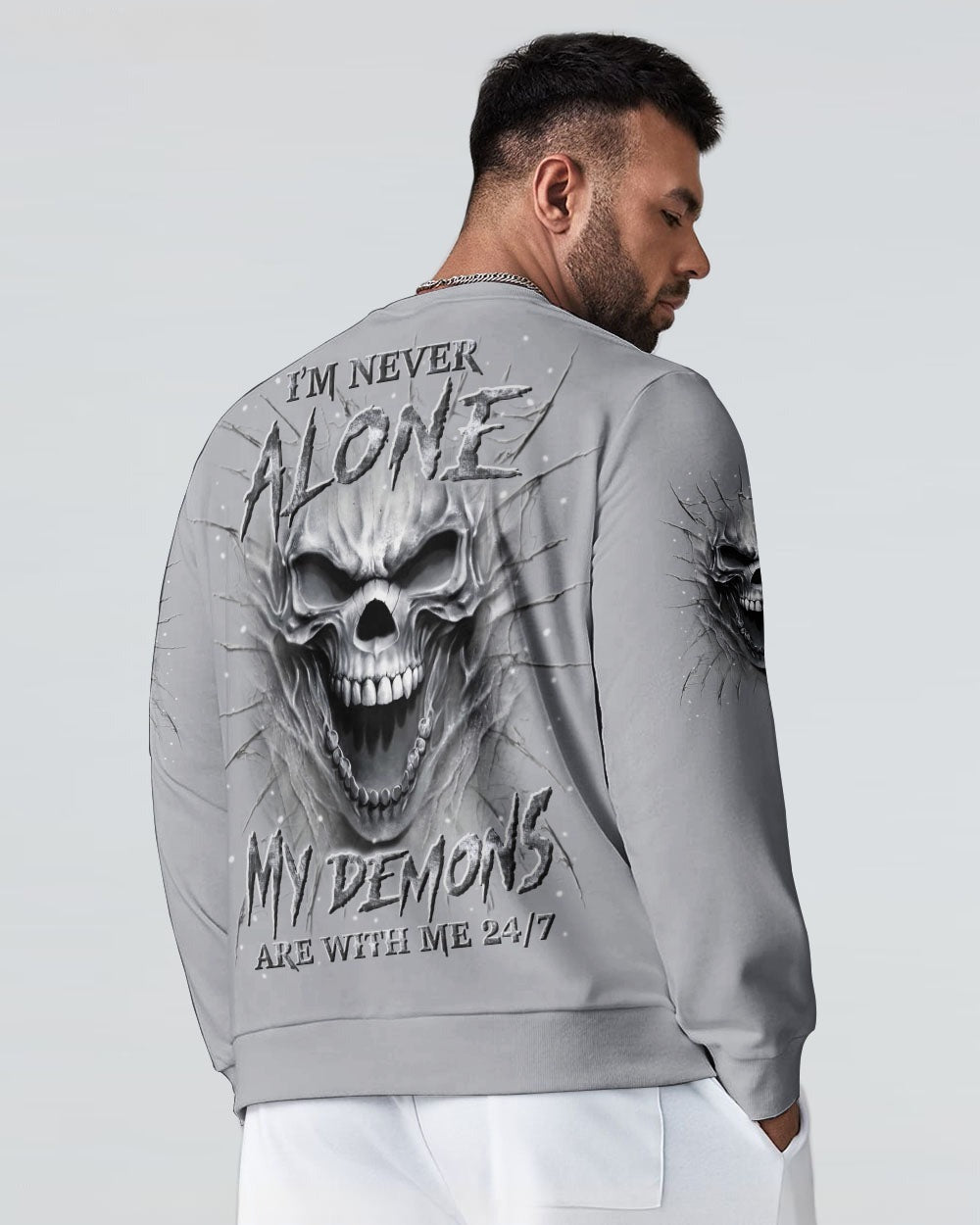 BLISSCORNERS I'M NEVER ALONE SKULL DEMON ALL OVER PRINT