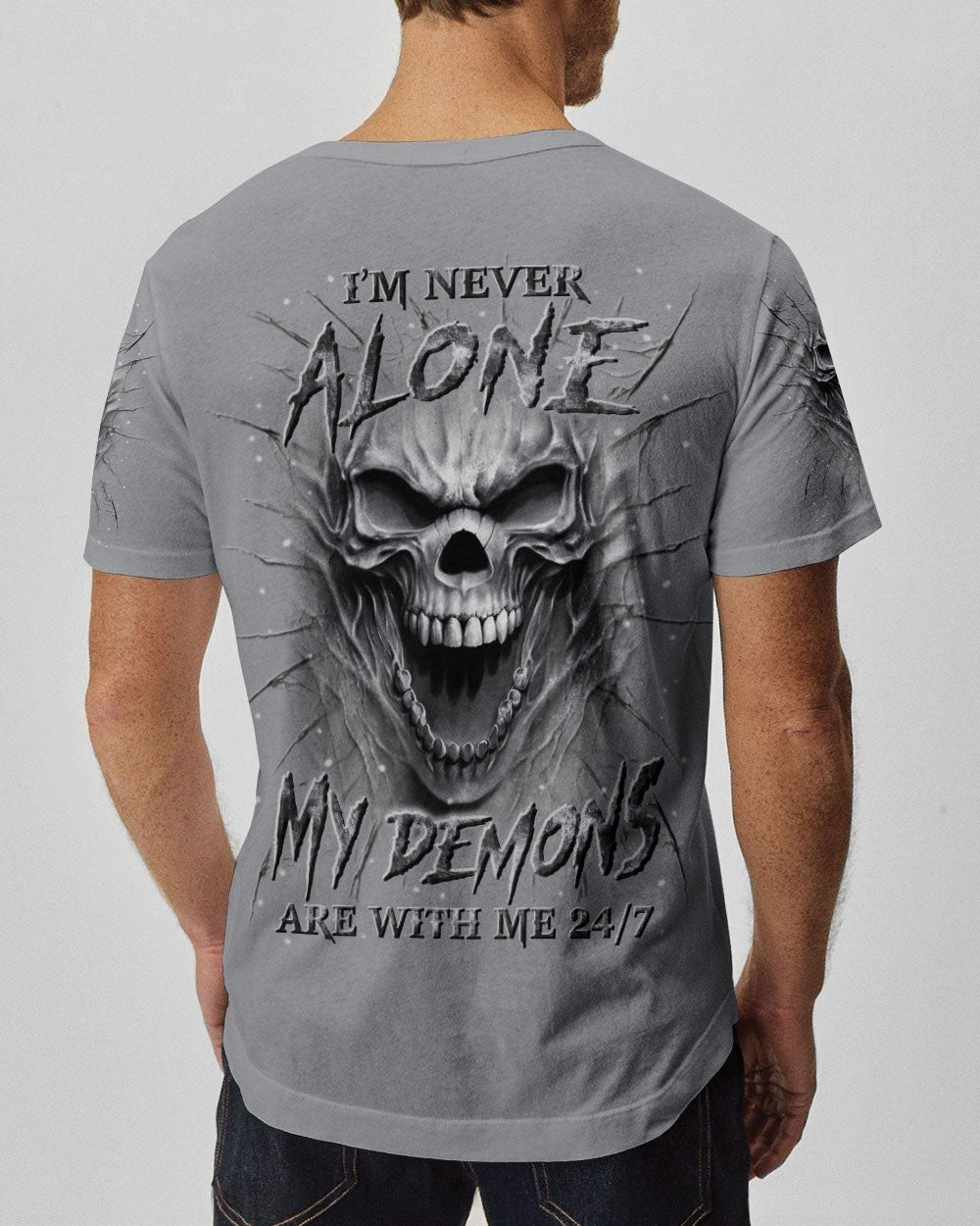BLISSCORNERS I'M NEVER ALONE SKULL DEMON ALL OVER PRINT