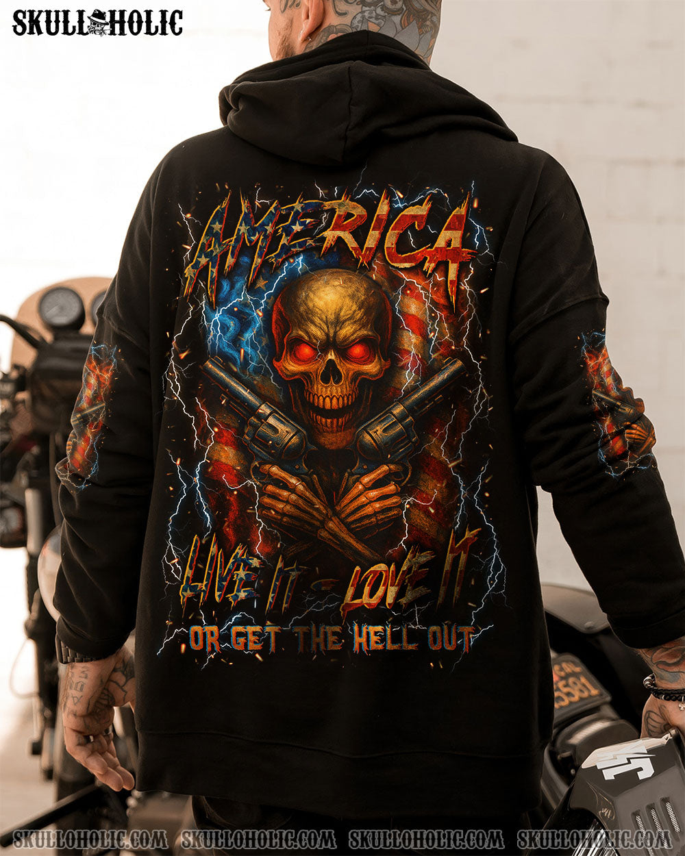BLISSCORNERS AMERICA LIVE IT LOVE IT OR GET THE HELL OUT ALL OVER PRINT