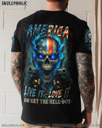 BLISSCORNERS AMERICA LIVE IT LOVE IT OR GET THE HELL OUT SKULL ALL OVER PRINT