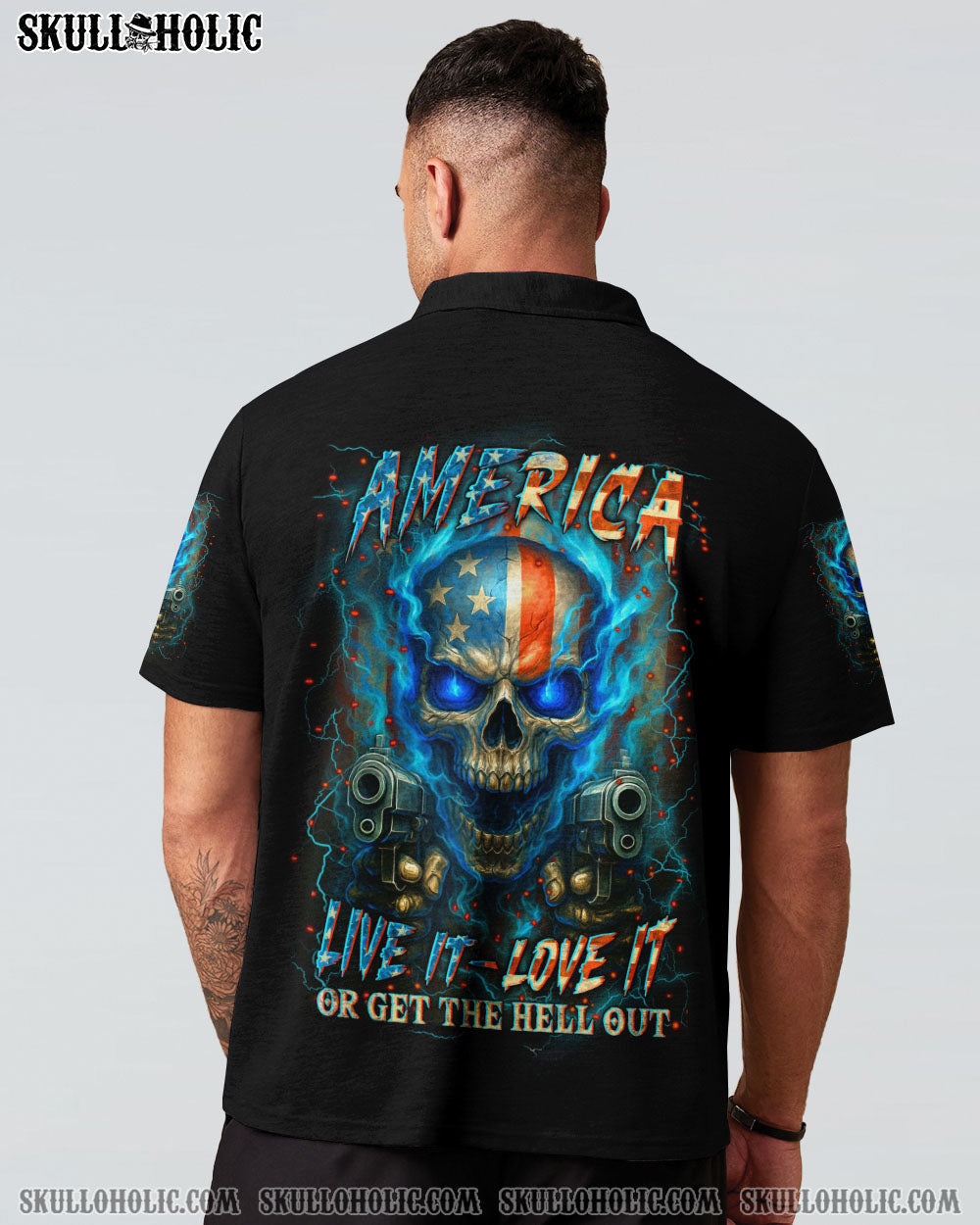 BLISSCORNERS AMERICA LIVE IT LOVE IT OR GET THE HELL OUT SKULL ALL OVER PRINT