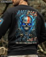 BLISSCORNERS AMERICA LIVE IT LOVE IT OR GET THE HELL OUT SKULL ALL OVER PRINT