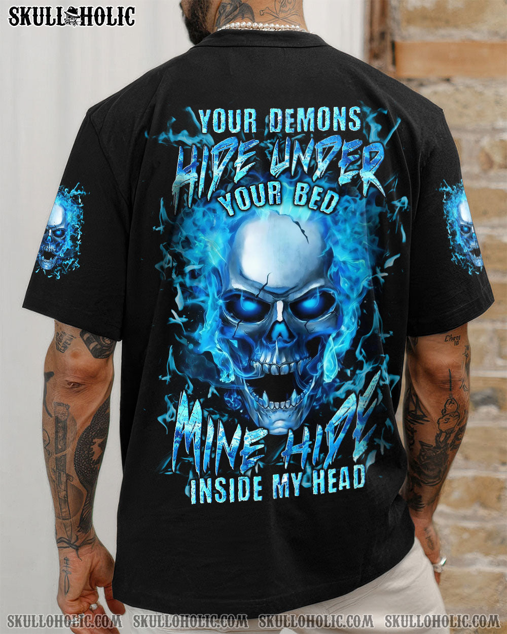 BLISSCORNERS YOUR DEMONS HIDE UNDER YOUR BED SKULL ALL OVER PRINT