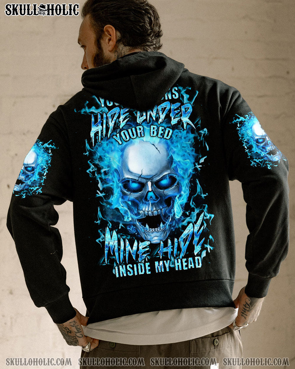 BLISSCORNERS YOUR DEMONS HIDE UNDER YOUR BED SKULL ALL OVER PRINT