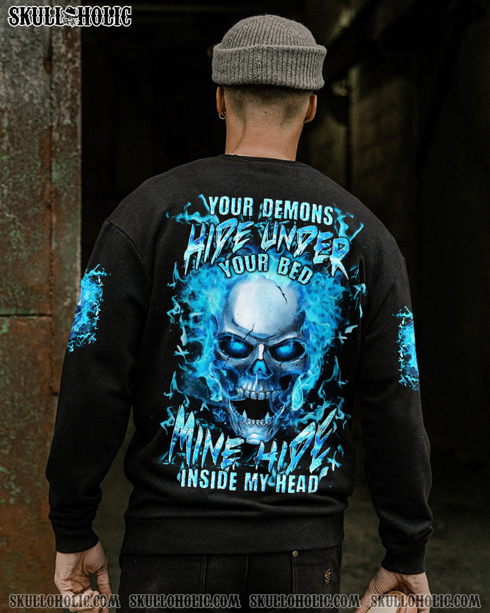 BLISSCORNERS YOUR DEMONS HIDE UNDER YOUR BED SKULL ALL OVER PRINT
